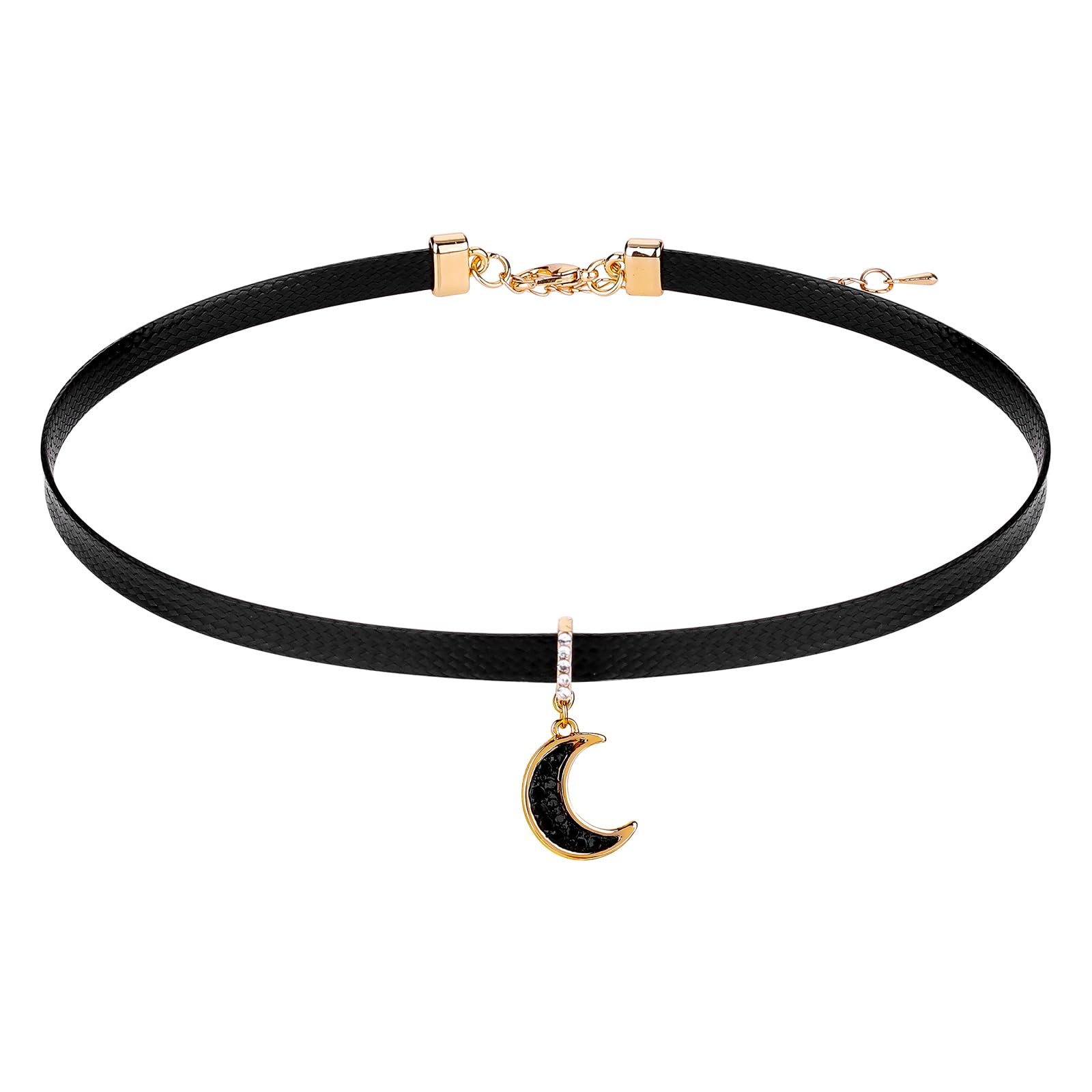 LXUEJIE Moon Choker Necklace for Women, Black Dainty one size,