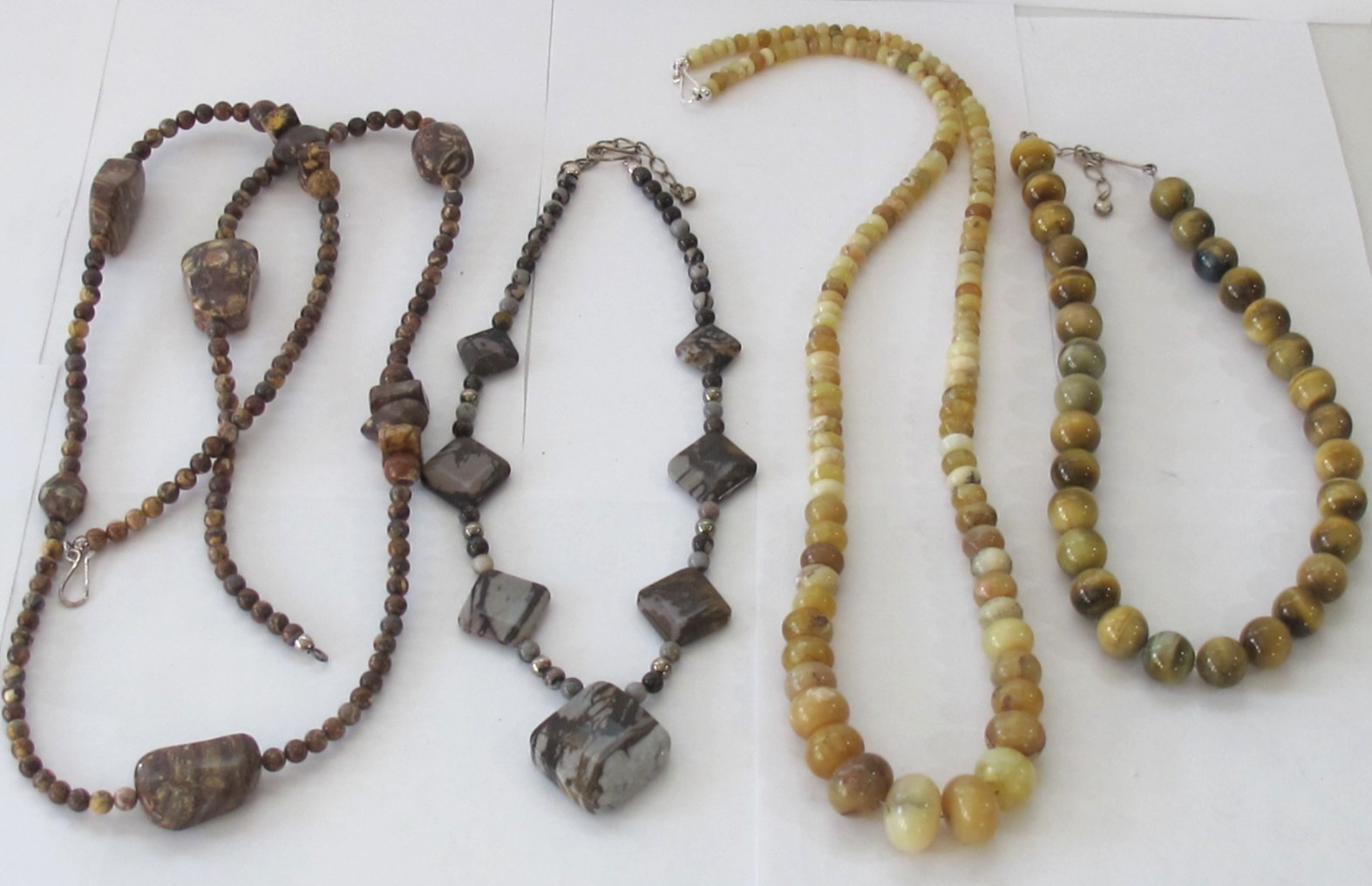 LOT DTR Jay King Mine Find Sterling Bead Necklace Jasper Yellow Tiger Eye (4) pc