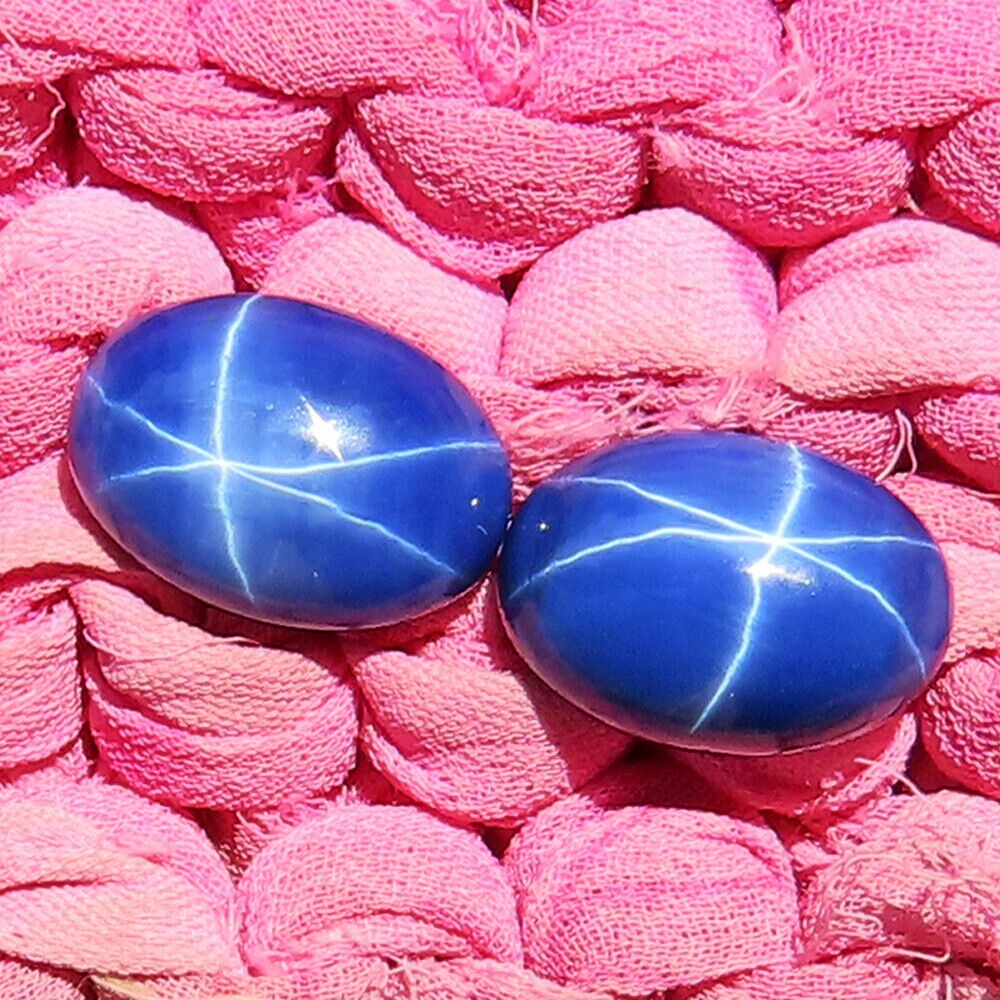 13.45 CT Natural Blue Star Sapphire Pair Oval Cabochon 10x12x5 mm Gemstone BC-33