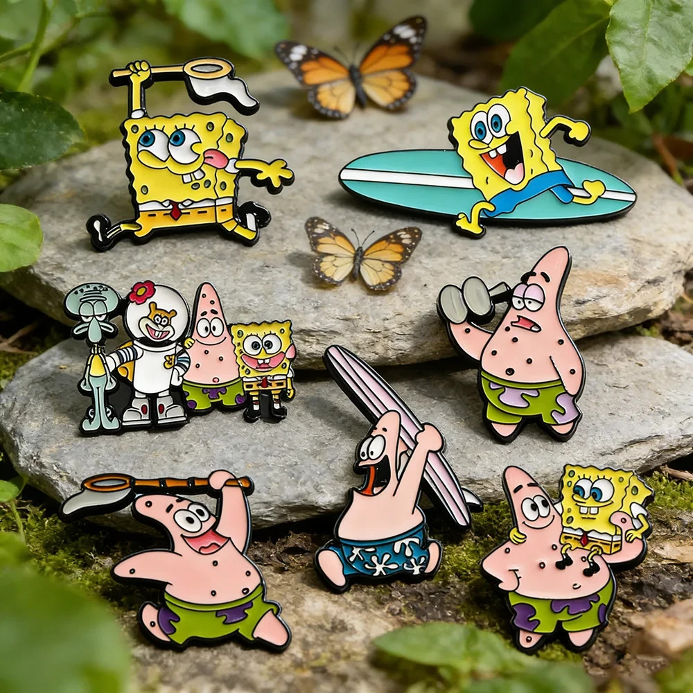 SpongeBob Squarepants And Friends Metal/Enamel Pin Set Of 7 #2 Set