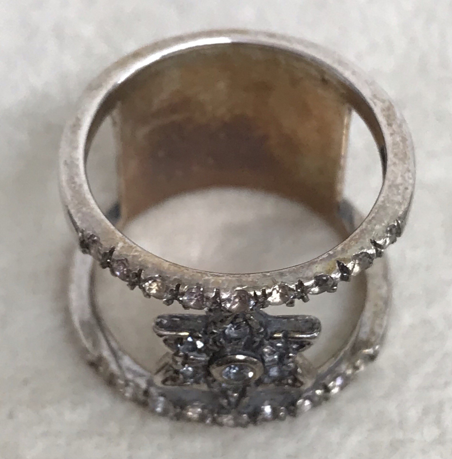 Vintage 925 Silver Double Banded Star Of David Ring 7.83g Size 9 Marker Israel