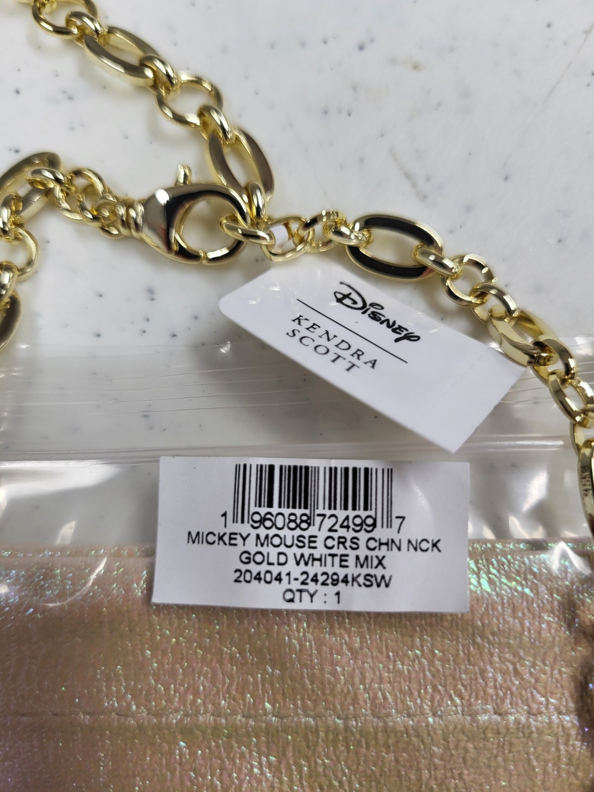 Disney | Kendra Scott Gold Mickey Mouse Crystal Chain Necklace in White Mix