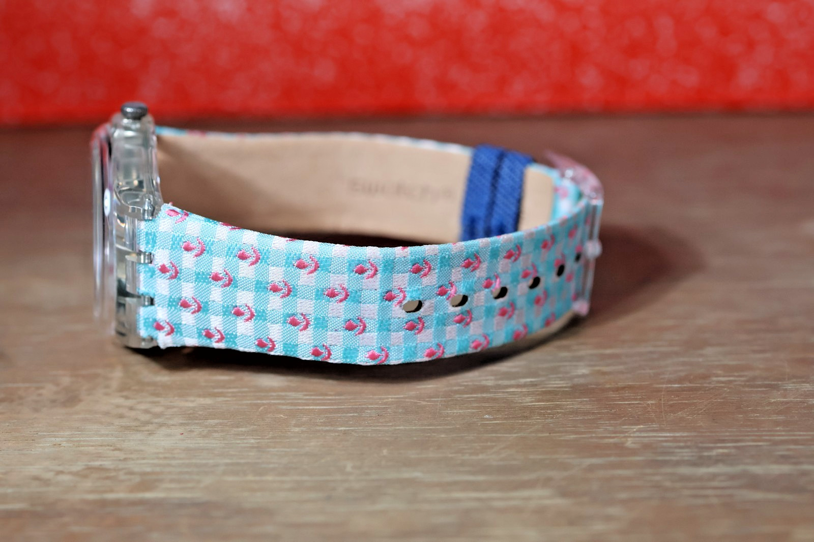 NEW Limited Swiss Swatch ROSES4U Flowers Denim Leather Strap Clear 34mm GZ291