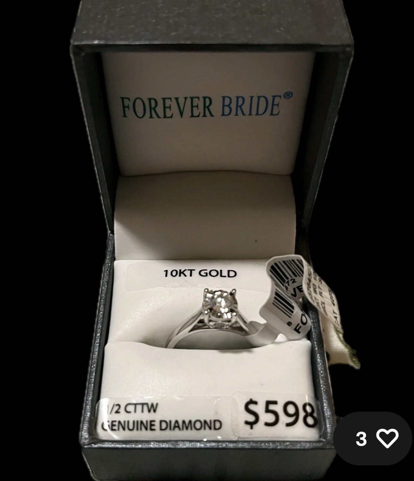 Forever Bride 10K White Gold Round Diamond Solitaire Engagement Ring 0.50ctw 7