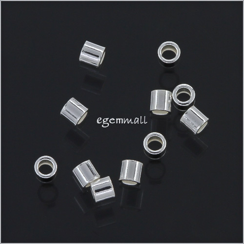 100 Sterling Silver Tube Crimp Beads 2×1.5mm #97434