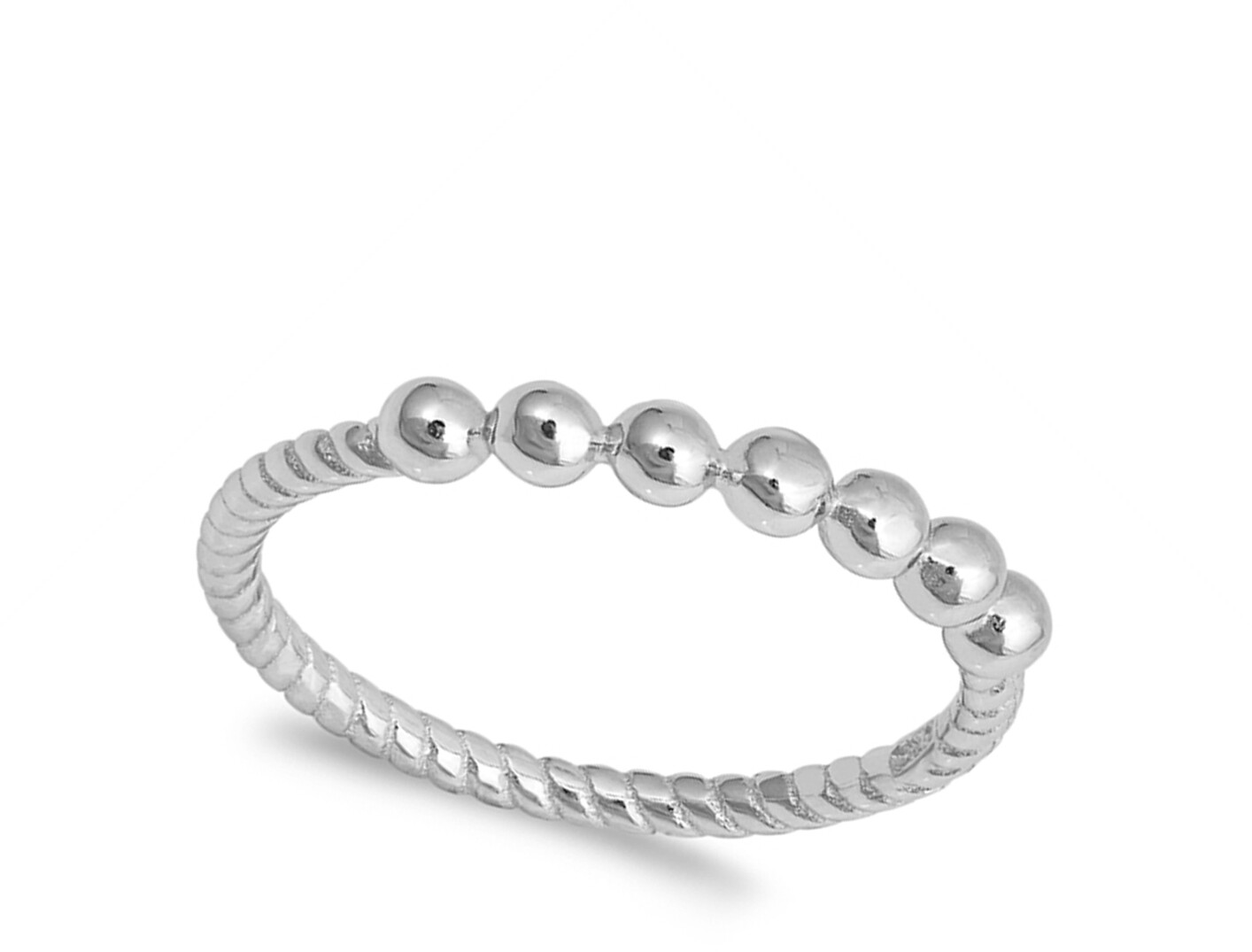 Ball Bead Stackable Ring New .925 Sterling Silver Rope Twist Band Sizes 4-10