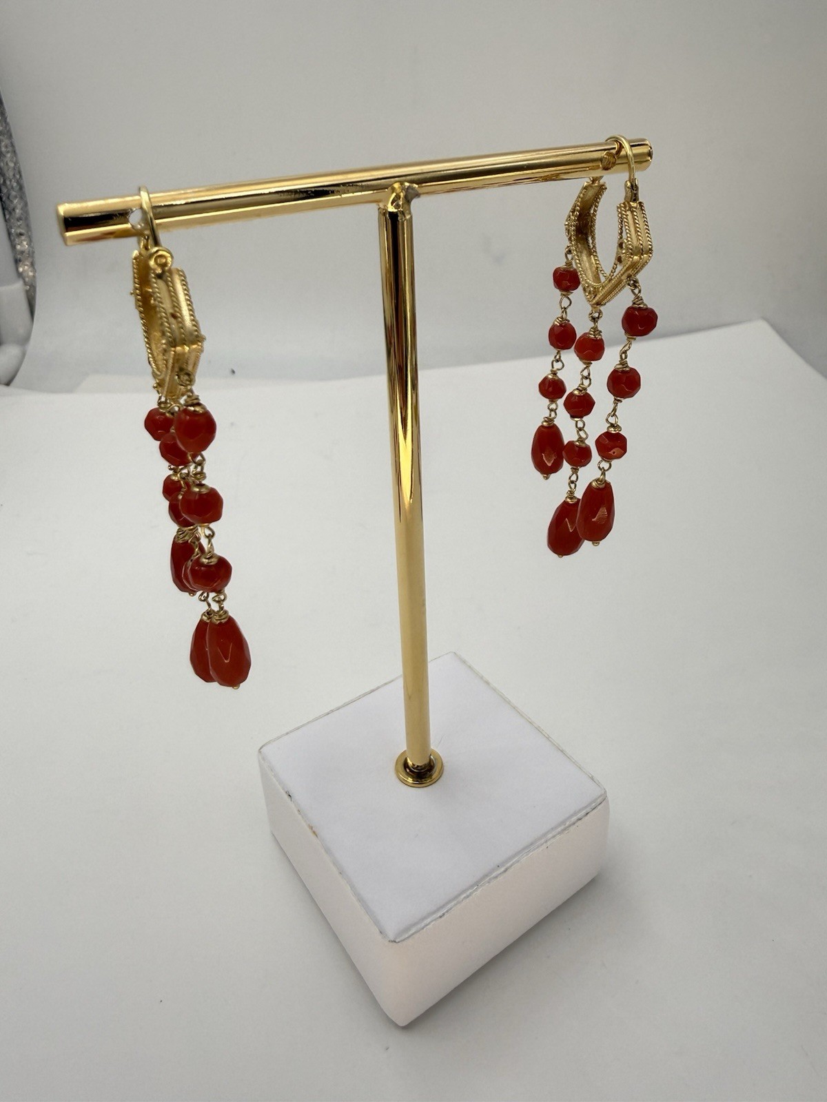 earrings earrings CORALLO red MEDITERRANEAN CORAL solid gold GOLD 18 KT-750