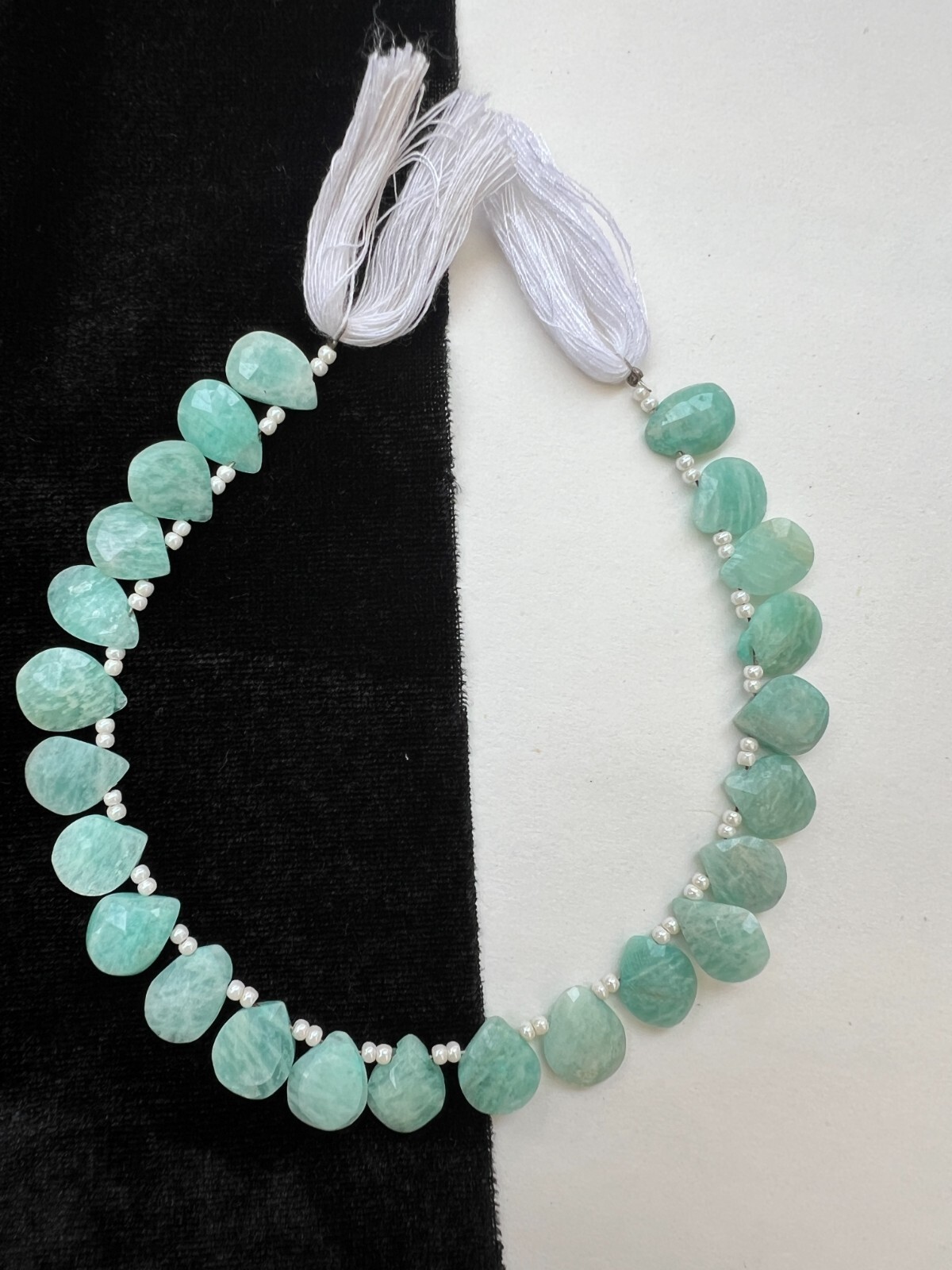 Natural Amazonite Faceted Pear Briolette Beads 1 Strand 8-9mm Teardrop Gemstone
