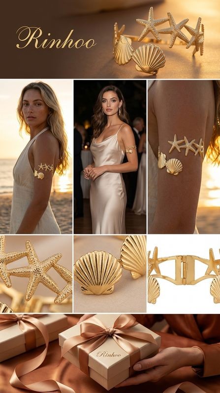 Sea Star Starfish Shell Upper Arm Bracelet for Women Beach Vacation Jewelry
