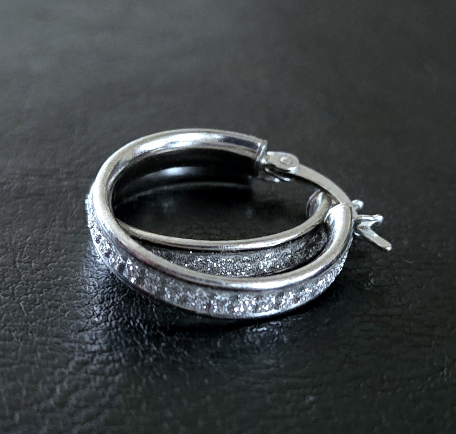 💎S/O JTV 925 STERLING 22mm DIAMOND DUST/ STARDUST GLITTER SPARKLE HOOP EARRINGS