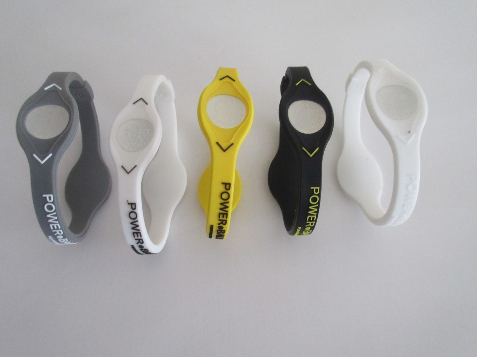 5 PCS GREY,YELLOW,2 WHITE,BLACK Power Balance Energy Health Bracelet XS,S,M,L,XL