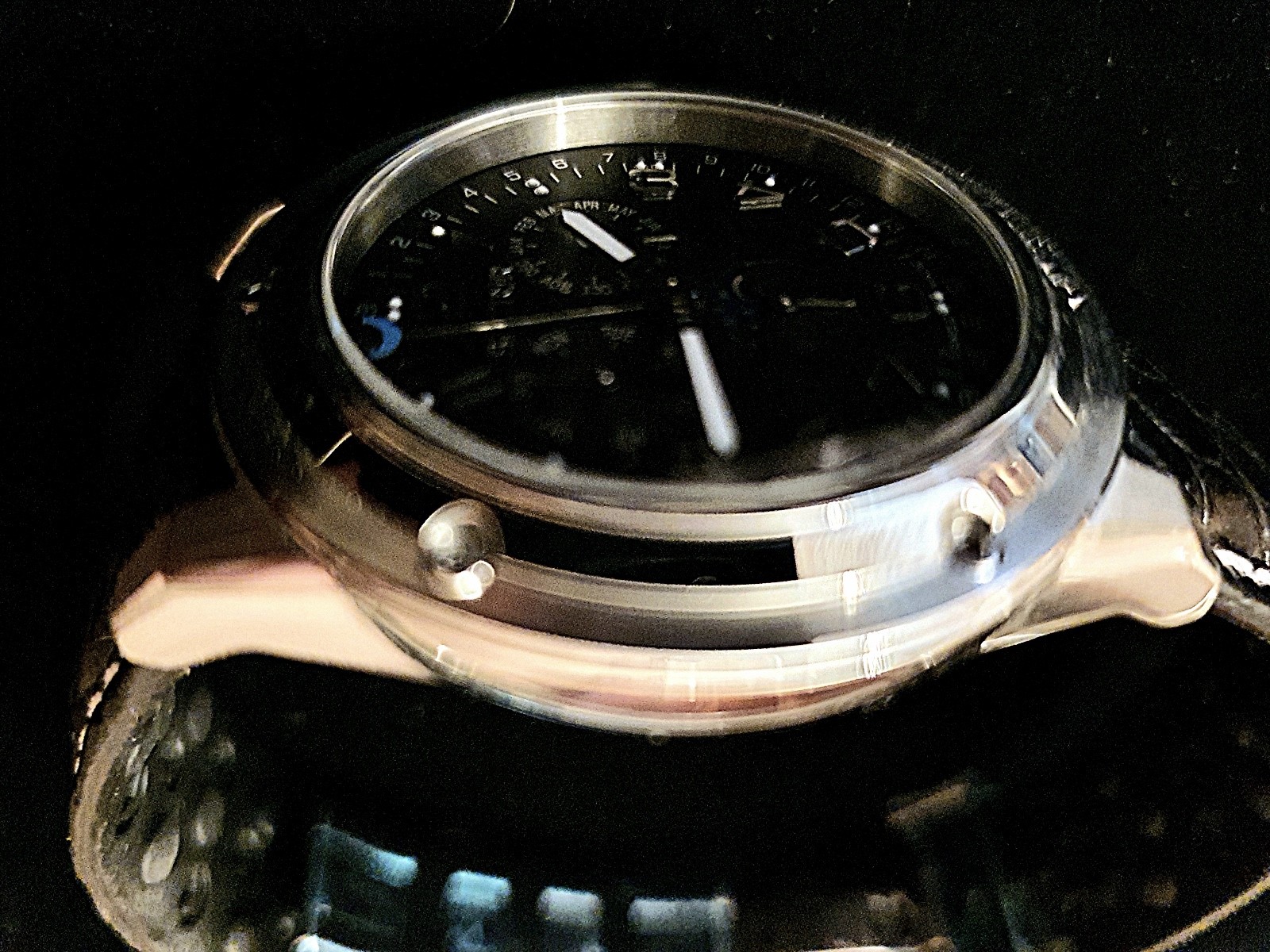 New Sector 850 Moon Face Steel Leather 100Mt Swiss Made Watch