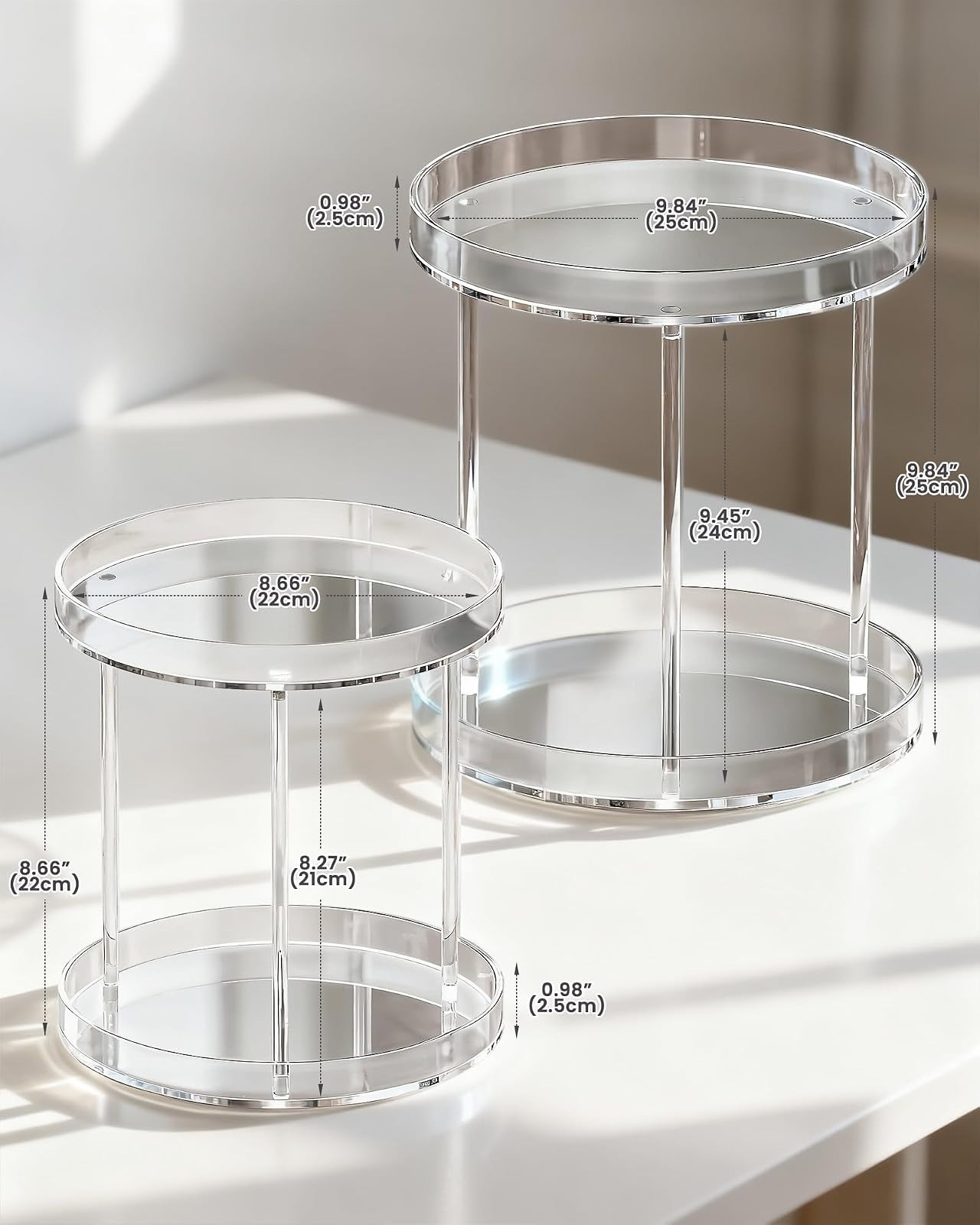 Lolalet 360° Rotating Acrylic Perfume Organizer – 2 Tier Display Rack