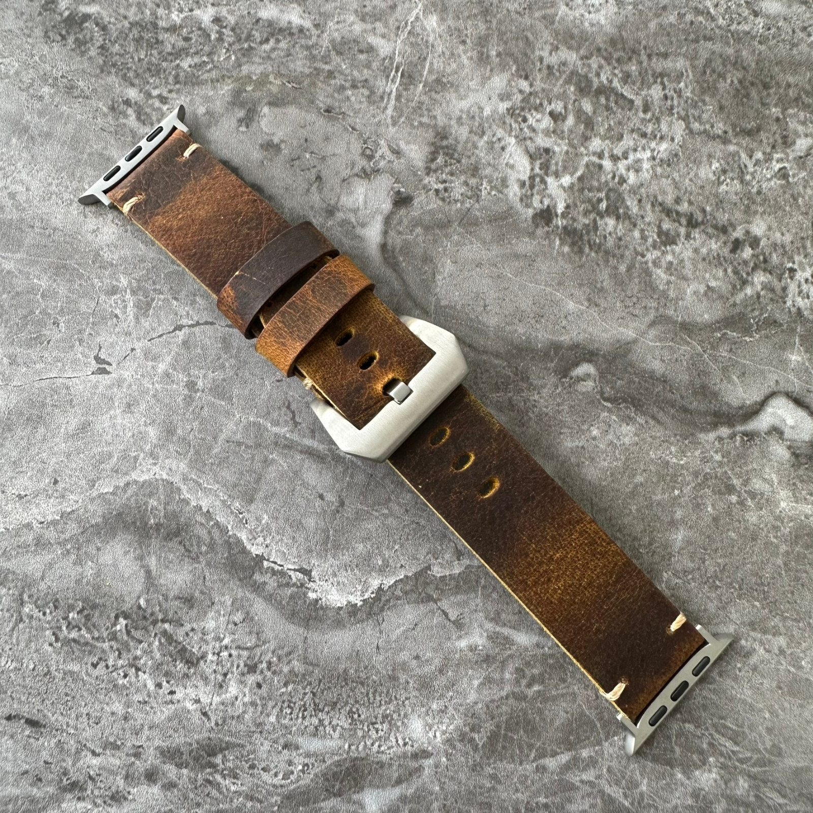 Thick Brown Buffalo Leather Watch Strap Band For NEW Apple Watch Ultra 1 2 49mm