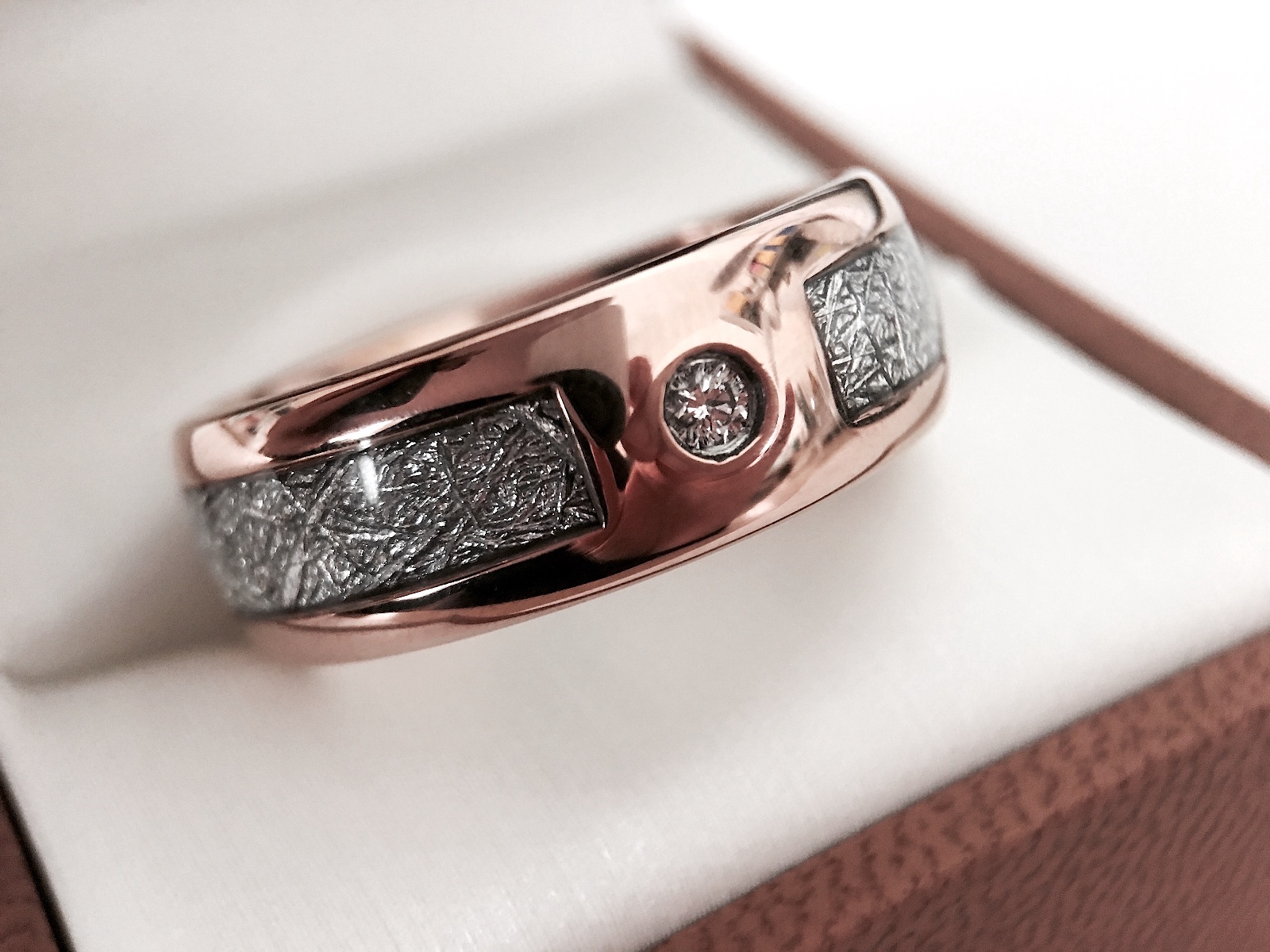 Meteorite Ring Rose Gold Tungsten Ring, Mens & Women Wedding Bands, Promise Ring