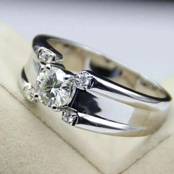 2.00CT Round Cut Lab-Created Diamond Men’s Engagement Ring 14K White Gold Plated