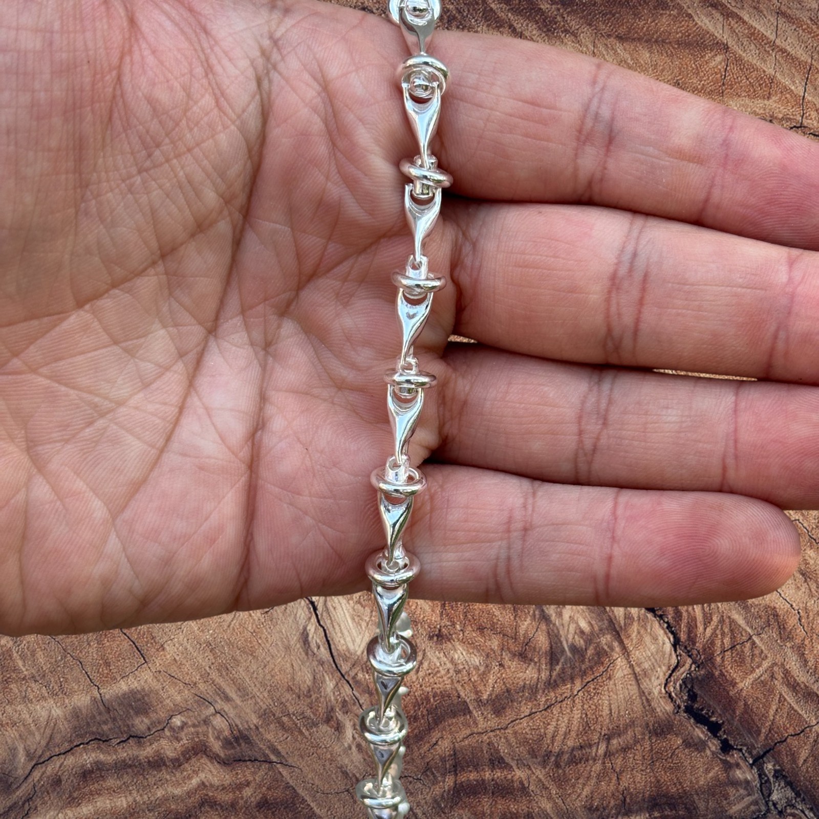 8mm Barbed Wire Chain Necklace – Real Solid 925 Sterling Silver Made In Italy