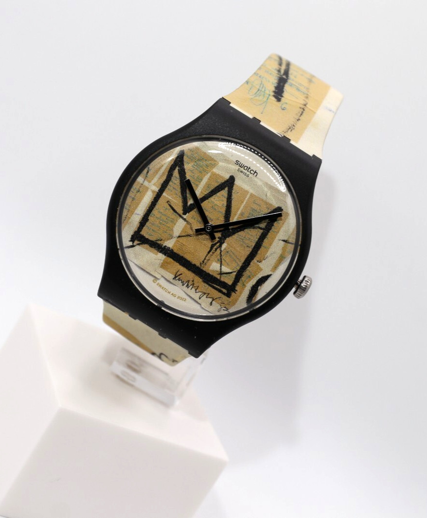 New Swiss Made Swatch UNTITLED BY JEAN-MICHEL BASQUIAT SUOZ355 ART 41MM ART Work