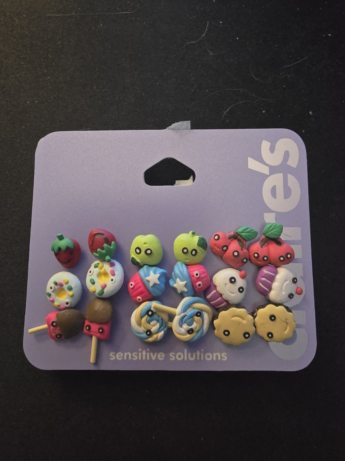 Claire’s Sensitive Solutions Dessert Summer theme Stud Earrings, 9 Pairs, New