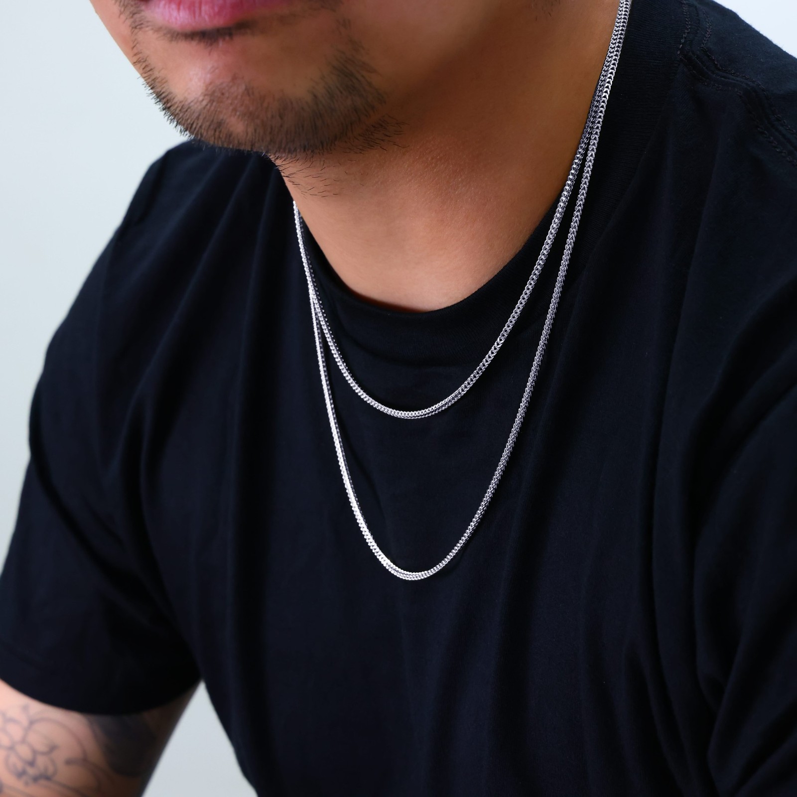 10K White Gold 2.5mm Foxtail Wheat Box Franco Necklace Chain Mens Womens 20″