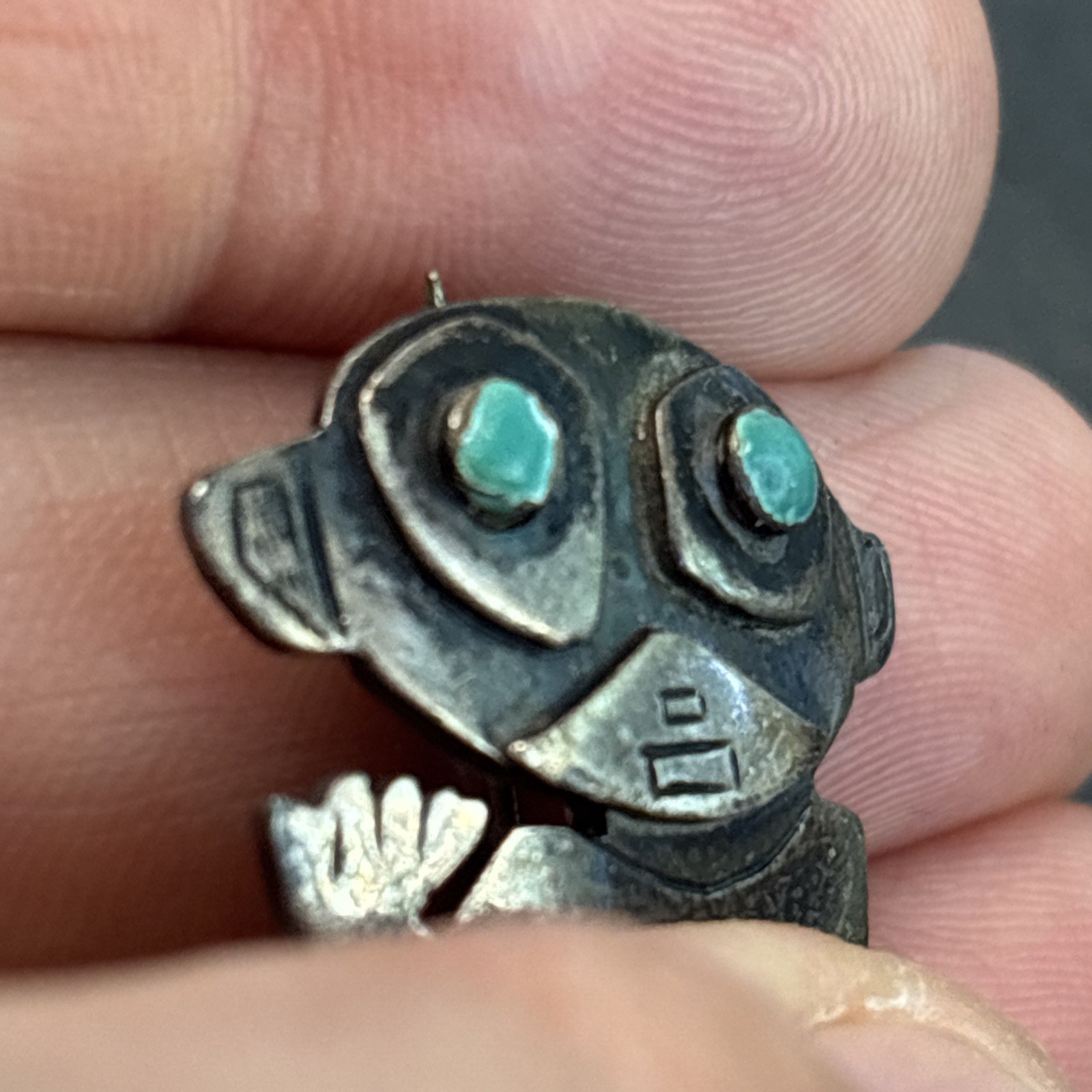 Graziela Laffi Peru Monkey Sterling Silver Enamel Eyes Vintage Brooch Yd
