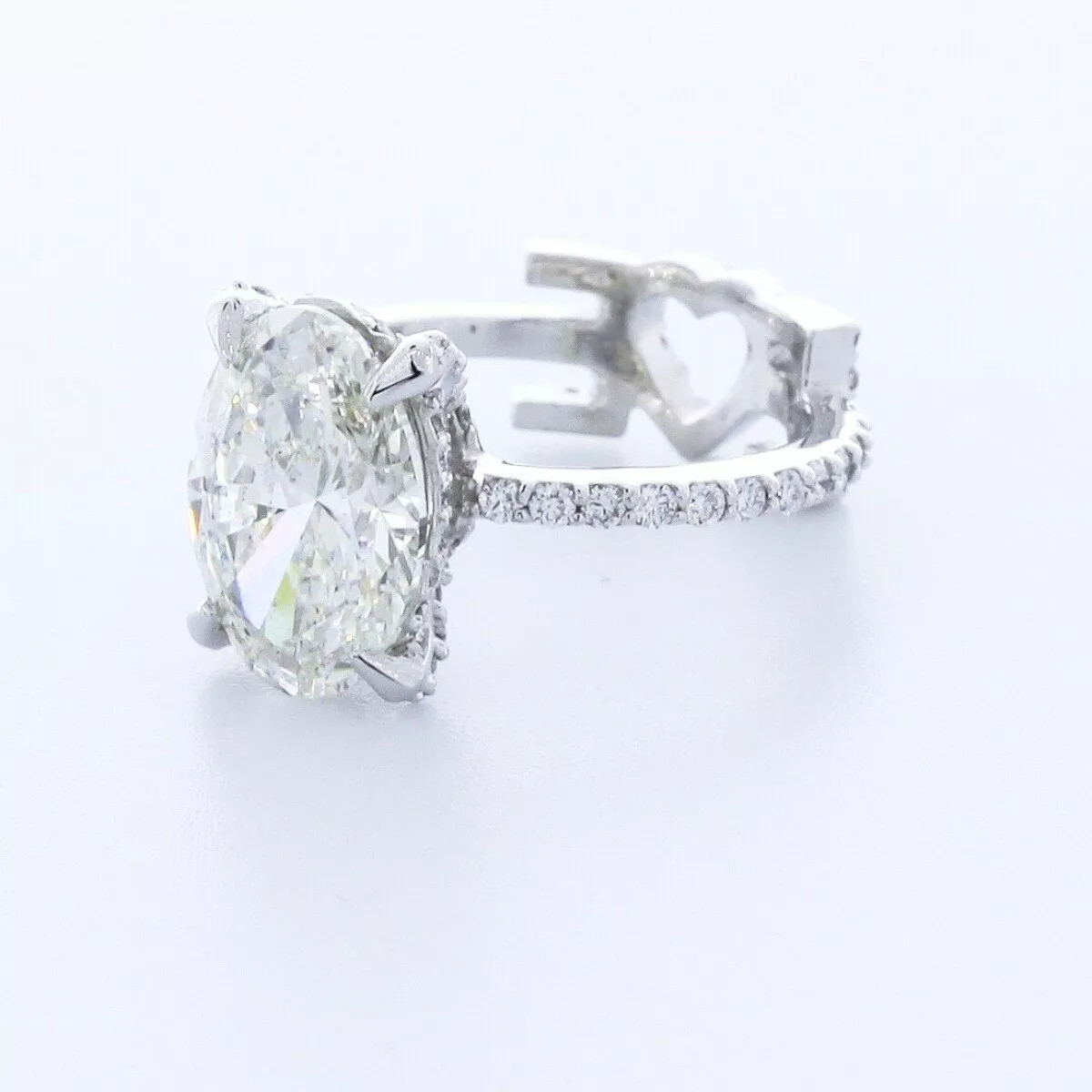 Engagement Ring 14K White Gold Under Halo 3.28 CT Oval Lab-Grown Diamond G VS1