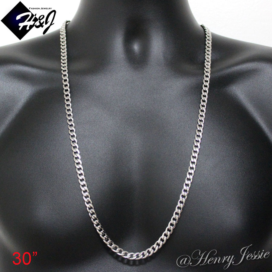 18-40″MEN’s Stainless Steel 6/7/8.5mm Silver Cuban Curb Link Chain Necklace*N117