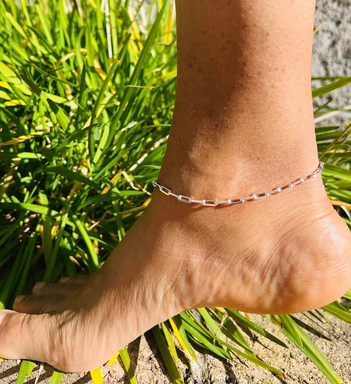 Italian 925 Sterling Silver 3MM Paperclip Chain Anklet 9″ and 10″ Made In Italy