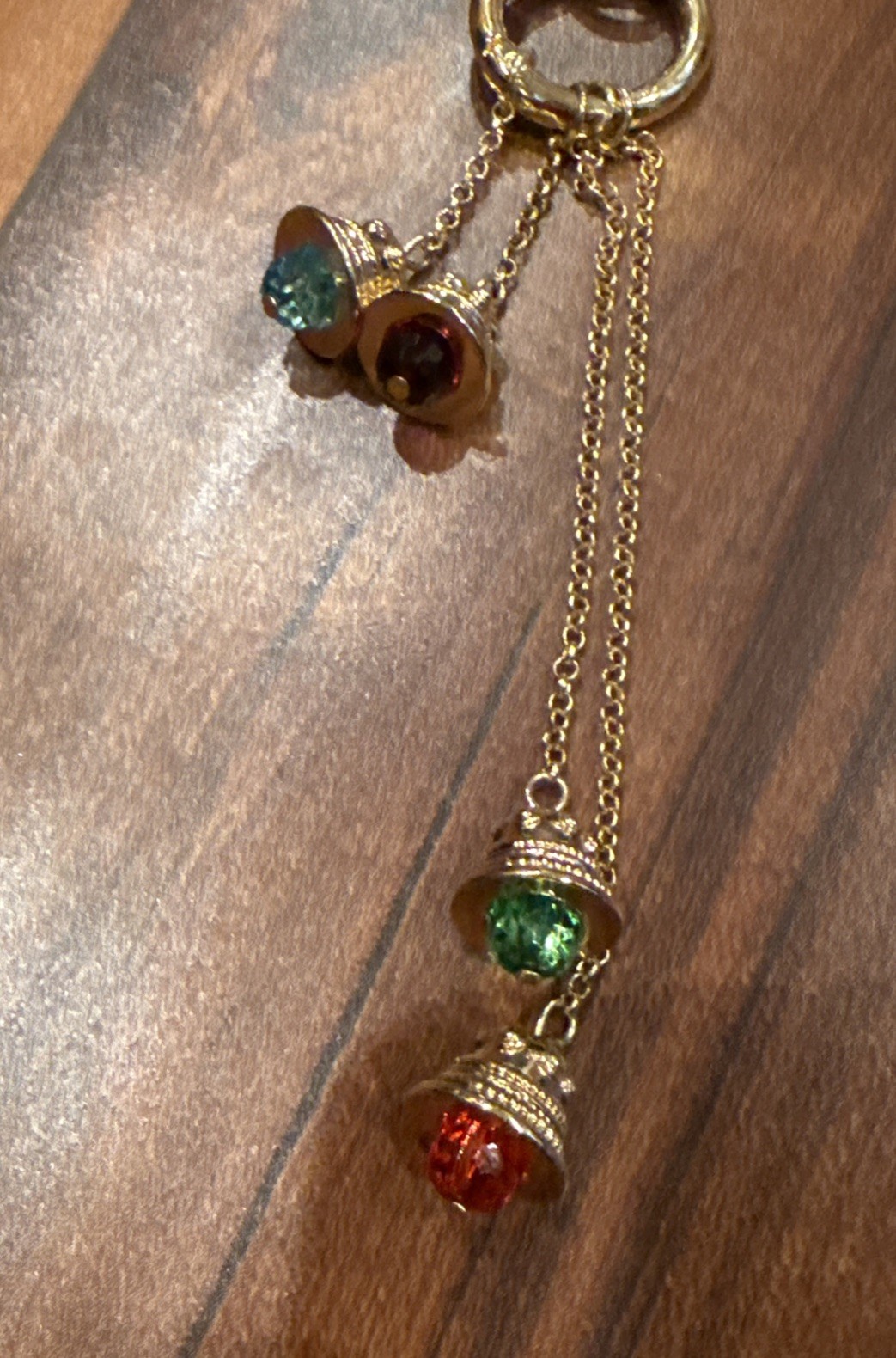 EFFY Jewelry 4 Bell Charm Set Gold Tone Multicolor Crystal Keychain Bag Charm