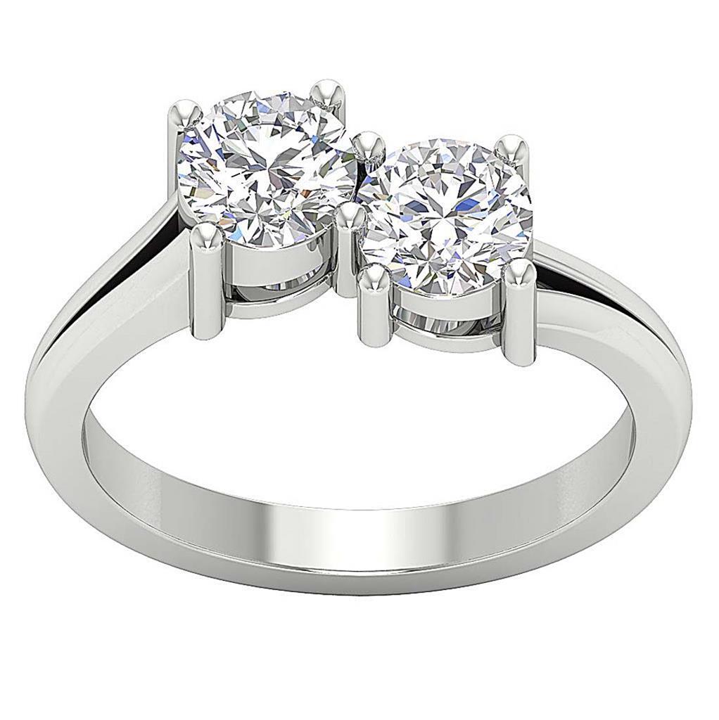 Lab Grown Diamond Forever Two Stone Engagement Ring VS1 F 1.60 Ct 14K White Gold