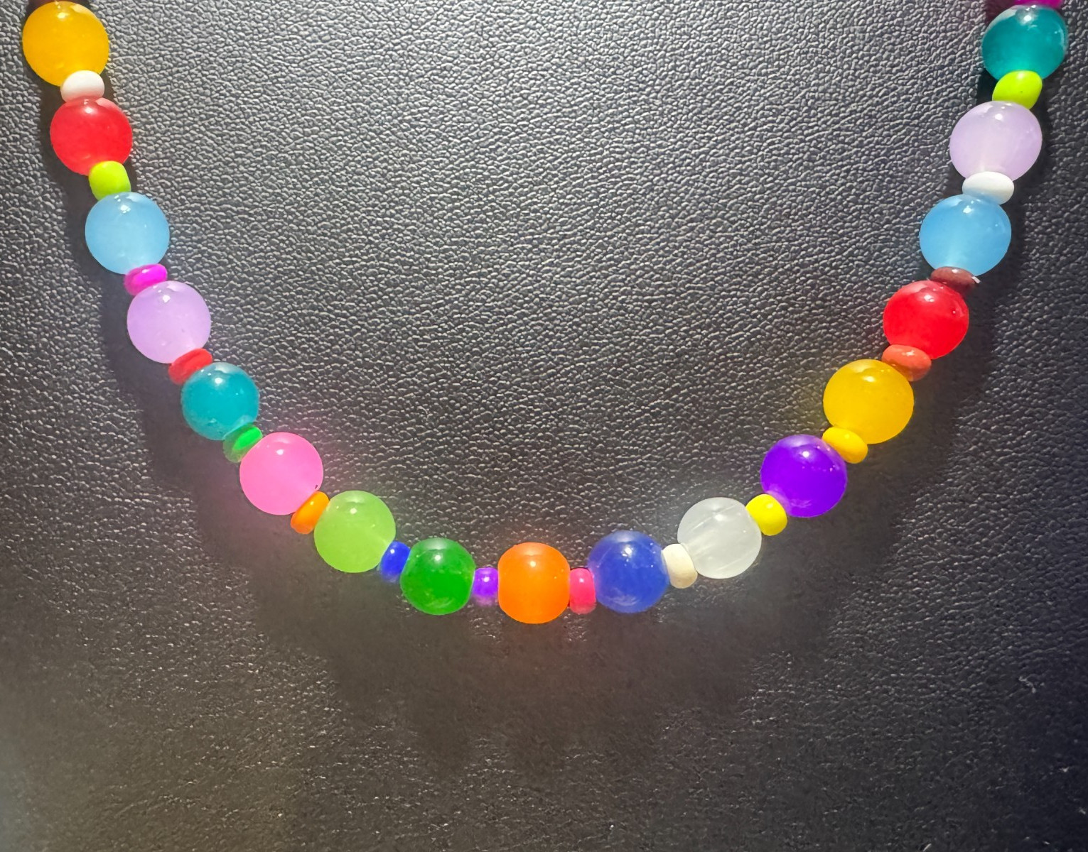 Tennis Necklace Multicolor High Quality 8mm Round Glass Beads for Kids / Teens