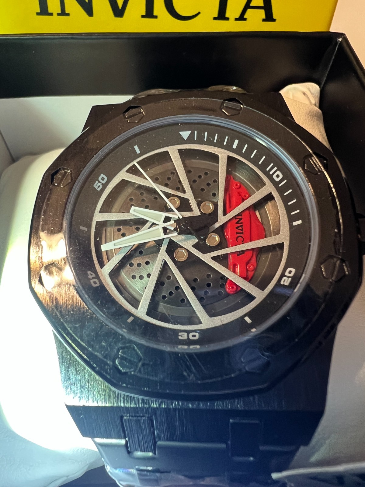 70036 Invicta Speedway Rim Mens 42mm Black Dial Chronograph Steel Bracelet Watch