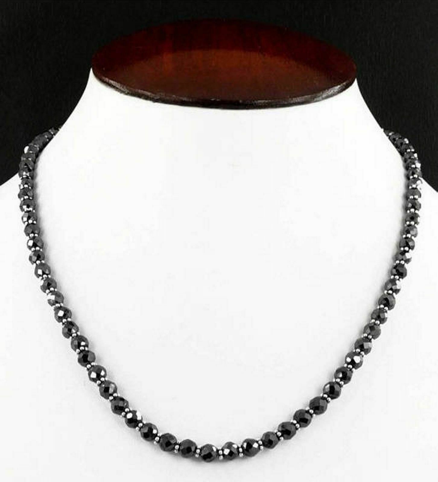 6 mm Black Diamond Round Faceted Beads 22″ Necklace For Gift With Certified