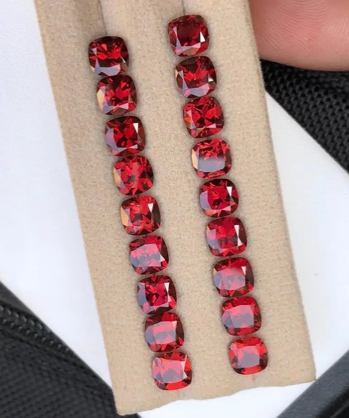 20.00 CT natural 6 mm calibrated Rhodolite Garnet cushion shape from Africa