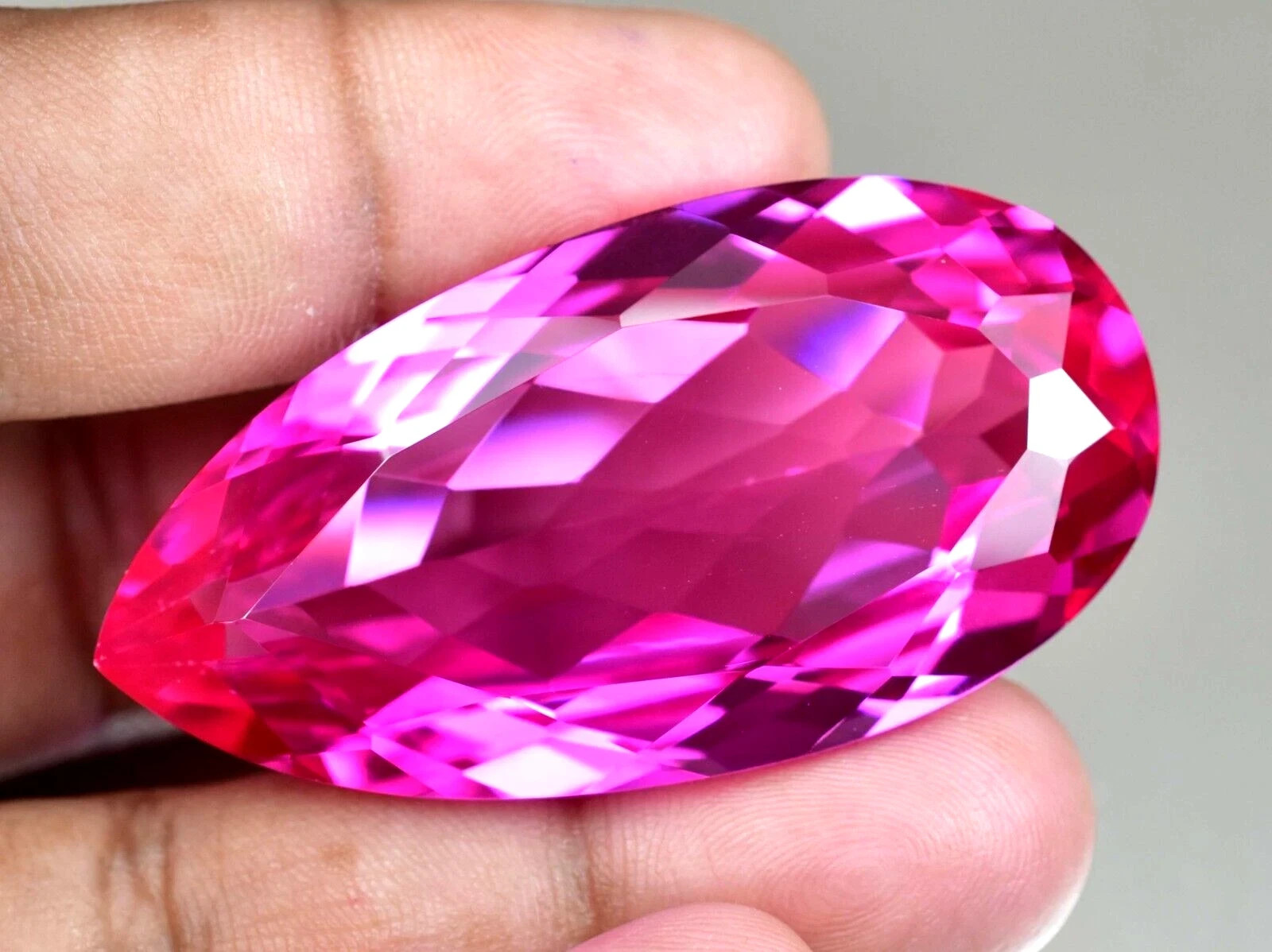 Flawless 97.70 Ct+ Natural Mogok Pink Ruby Pear Cut Certified GIGANTIC Gemstone