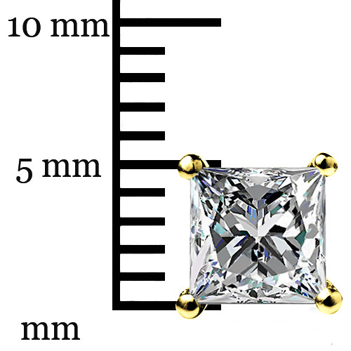 1.60 Ct Princess Cut Moissanite Stud Earrings Solid 14K Yellow Gold ScrewBk Gift