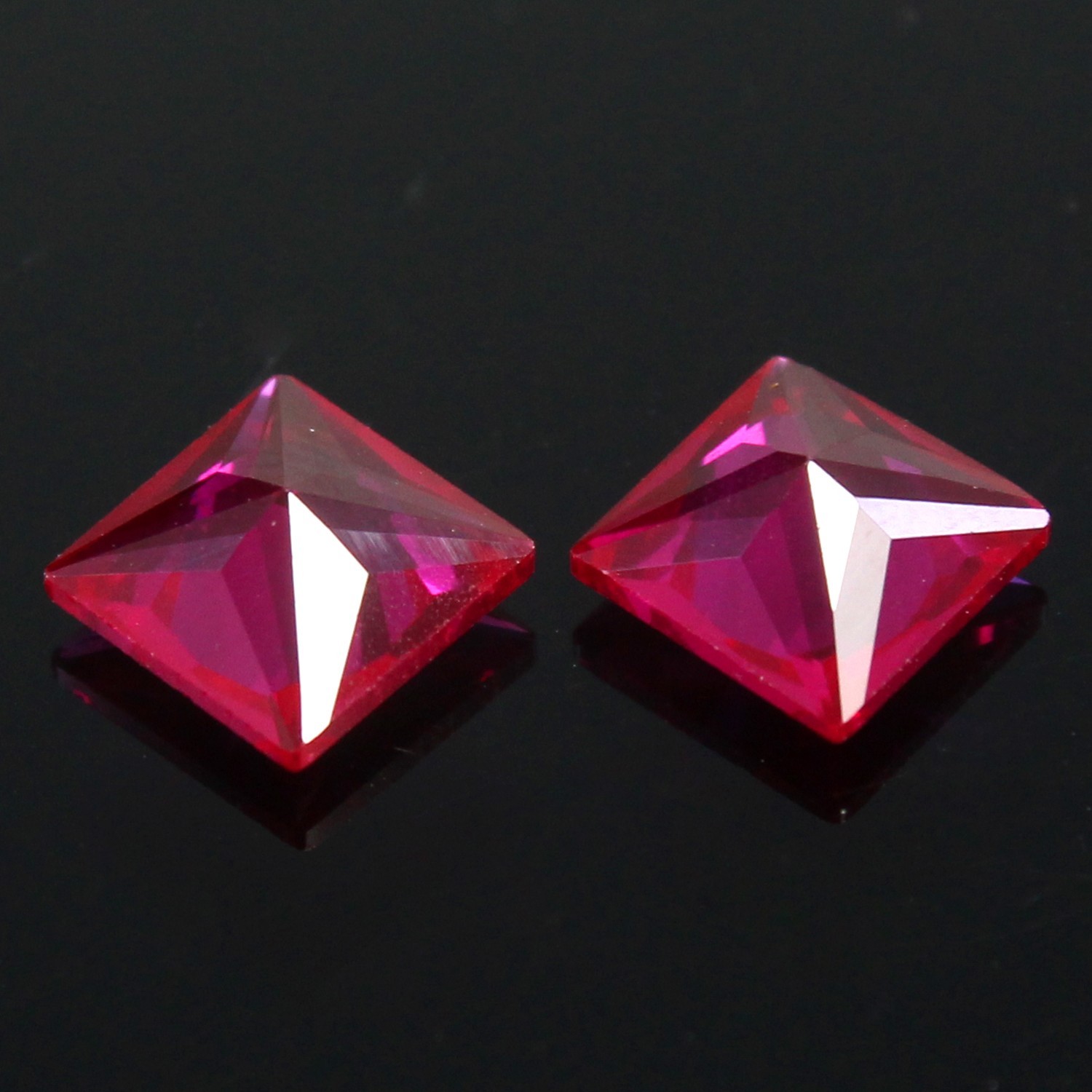 Natural Certified Mogok Pigeon Blood Red Ruby 11.00 MM Princess Pair Gemstone