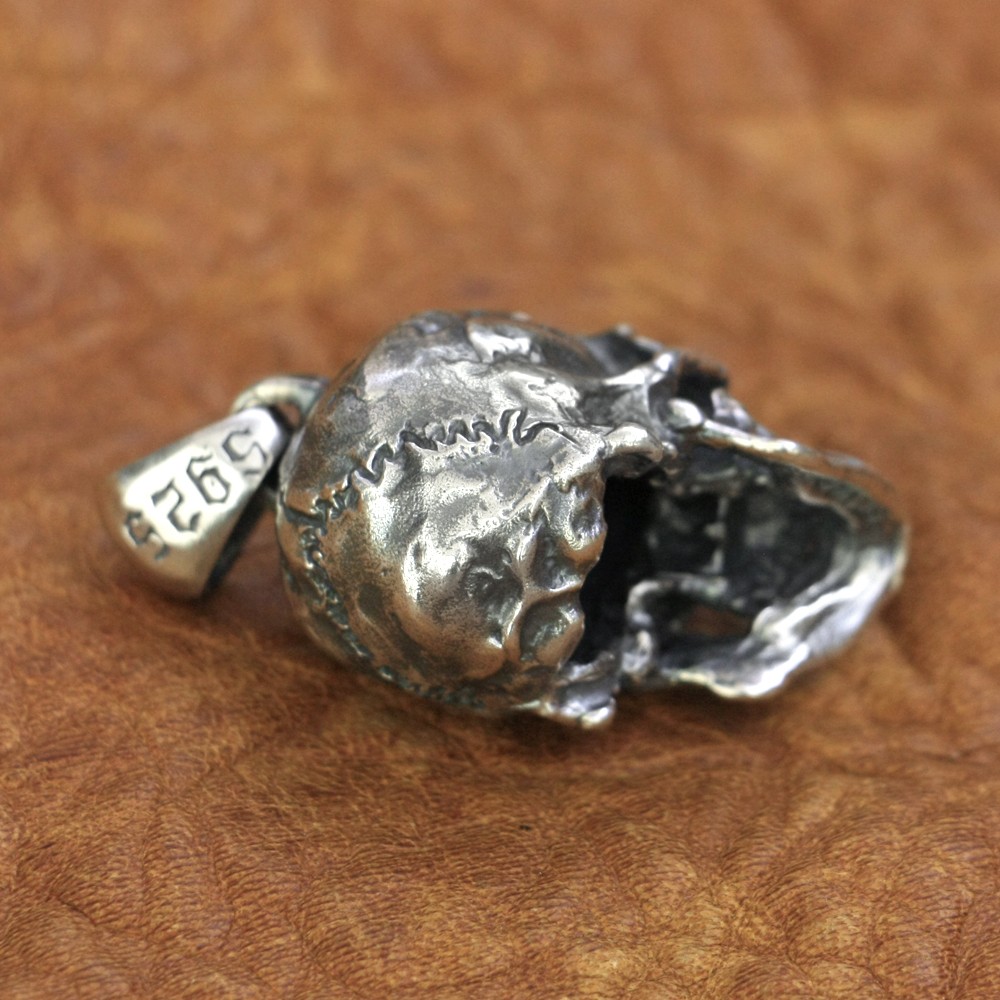 925 Sterling Silver Huge Skull Pendant Mens Biker Rock Punk Pendant TA177A JP