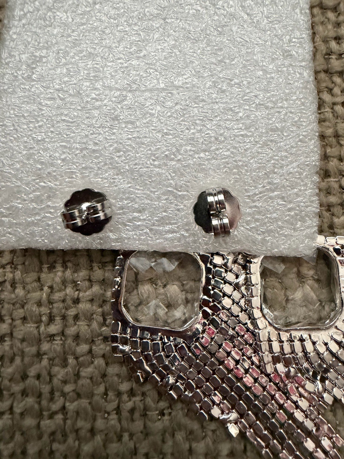 Silver Tone Clear Crystal Rhinestone Fringe Dangle Drop Earrings 3.5 in