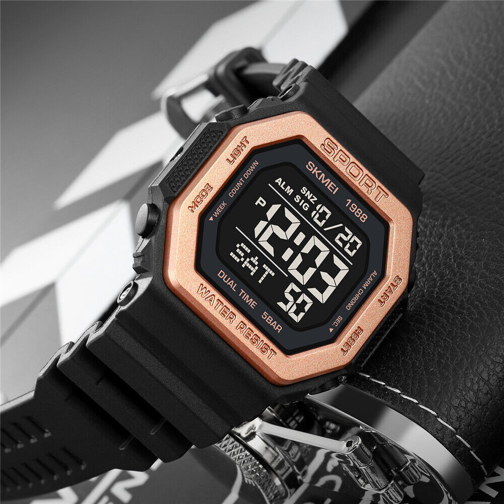 SKMEI Men Watch Rectangle Sport Watches Students Boy LED Date Digital Wristwatch