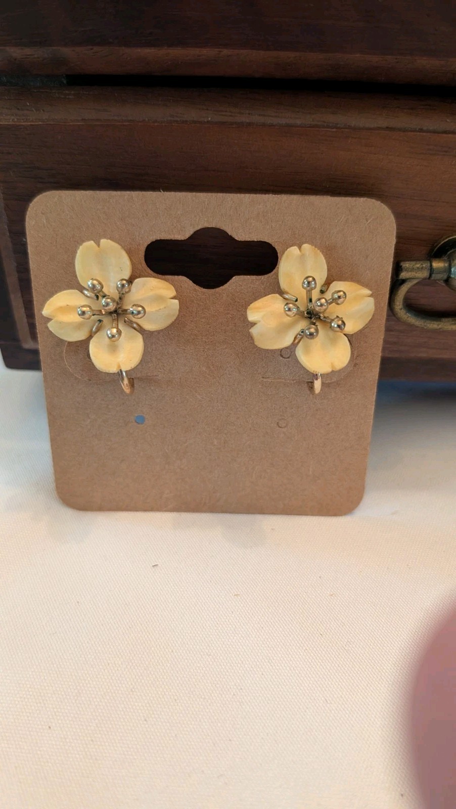 Van Dell 12k Gold Flower Metal Clip On Earrings, Butterfly Closure, Lobe