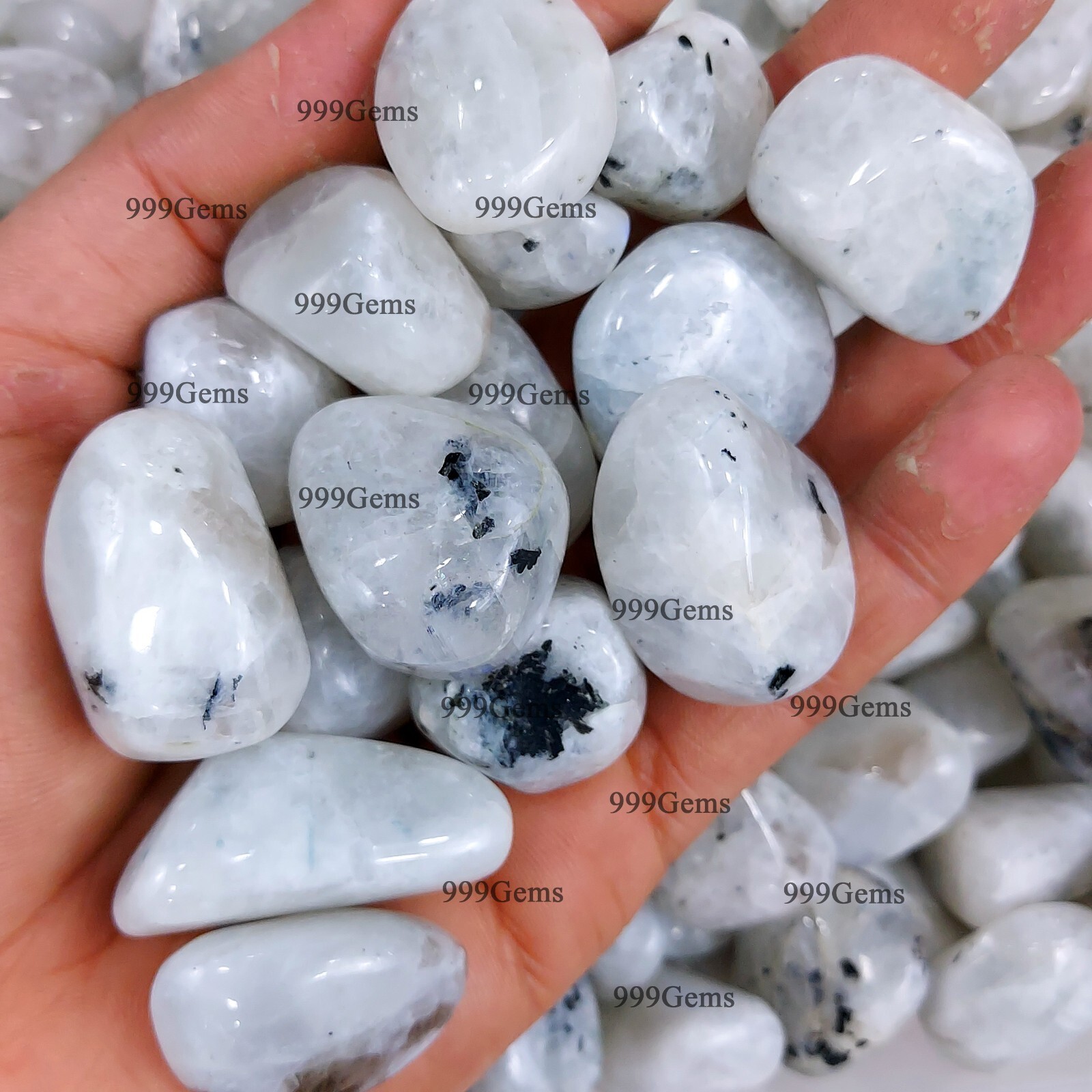 10 Pcs Natural Rainbow Moonstone Tumbled Random Selection Gemstone Lot 30-60mm