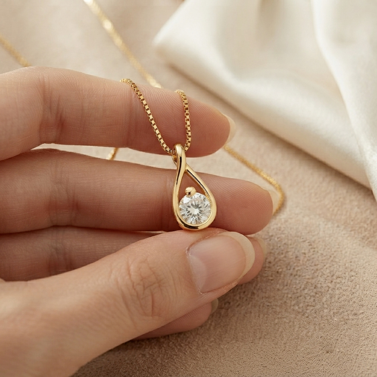 Round Cut Solitaire Moissanite Diamond Pendant 14K Solid Yellow Gold For Women’s