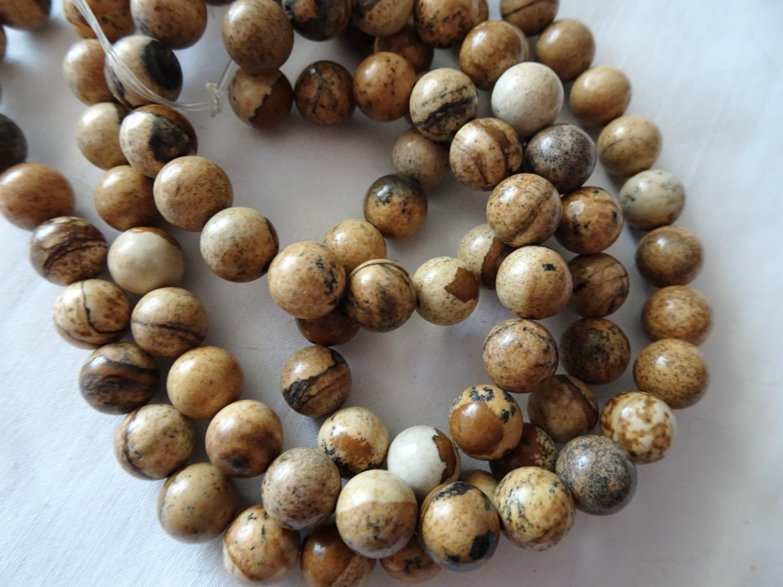 15 3/4″ Strand Natural Picture Jasper Stone Beads 7.25-8mm Smooth Round A890 DNG