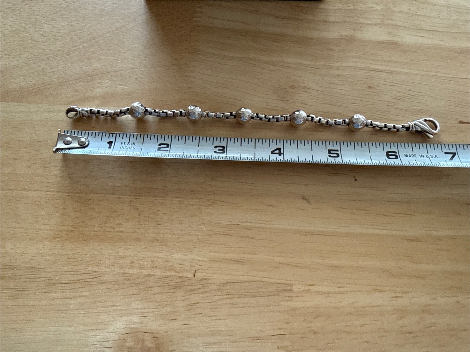 Jai John Hardy Hammered Bead Box Chain Bracelet size small