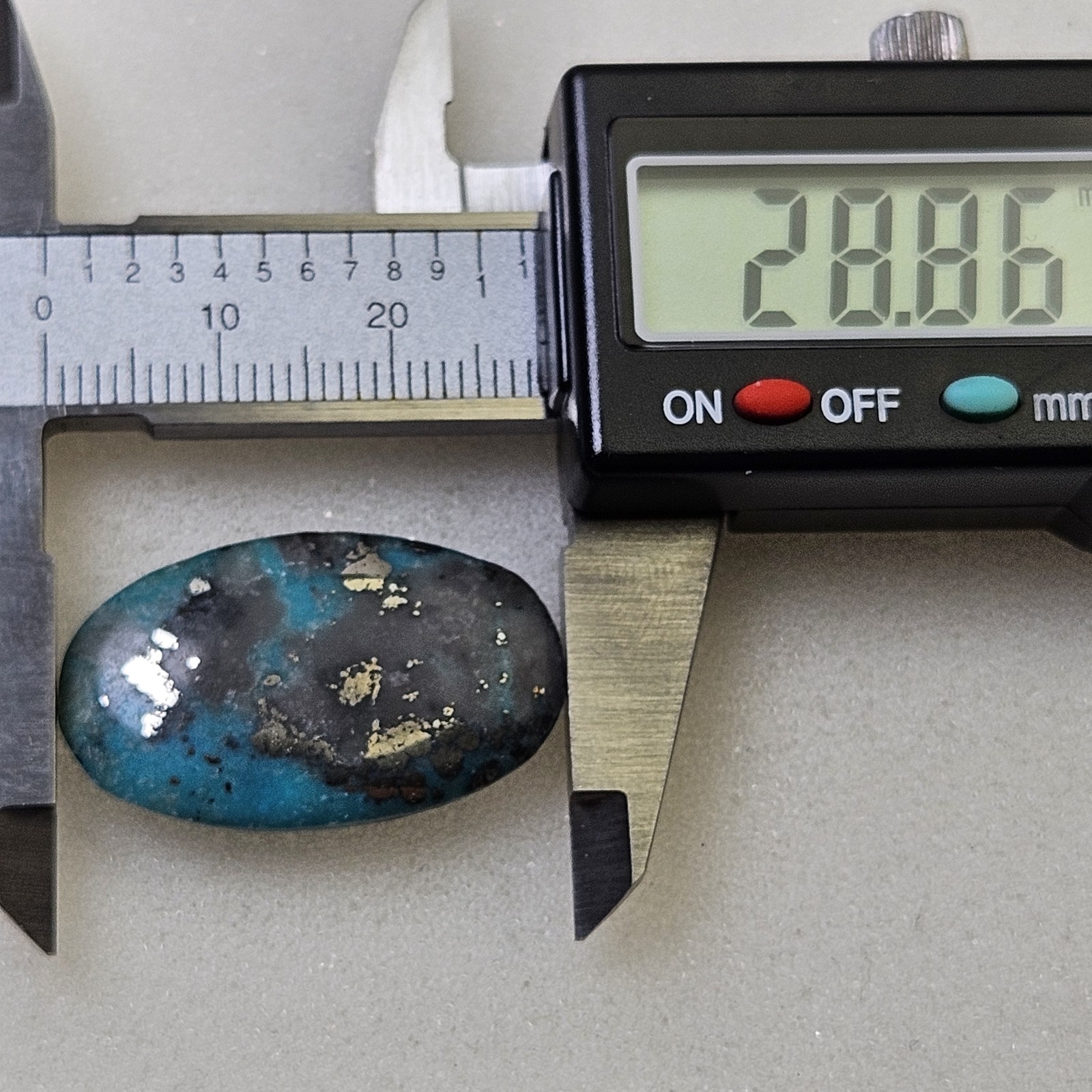 Stunning Persian Turquoise Freeform Cabochon With Pyrite Oval Shape 22.4 Carats
