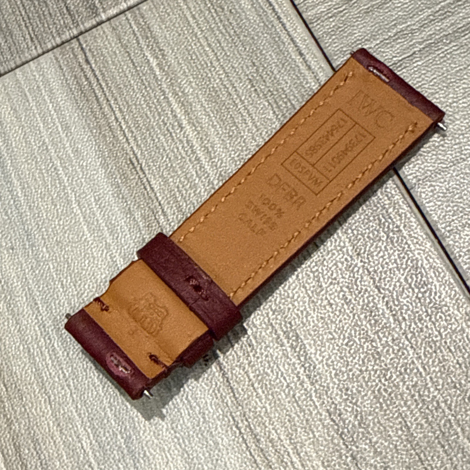 Authentic IWC Quick Release 20mm x 18mm Burgundy Swiss Calf Leather Watch Strap