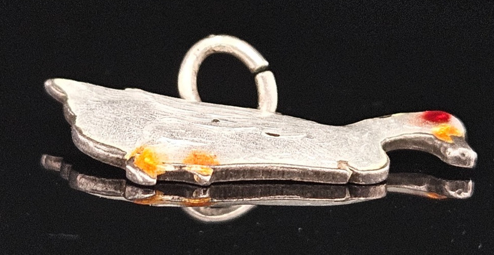 Sterling Silver ENAMEL DUCK GOOSE Charm Pendant Animal Vintage