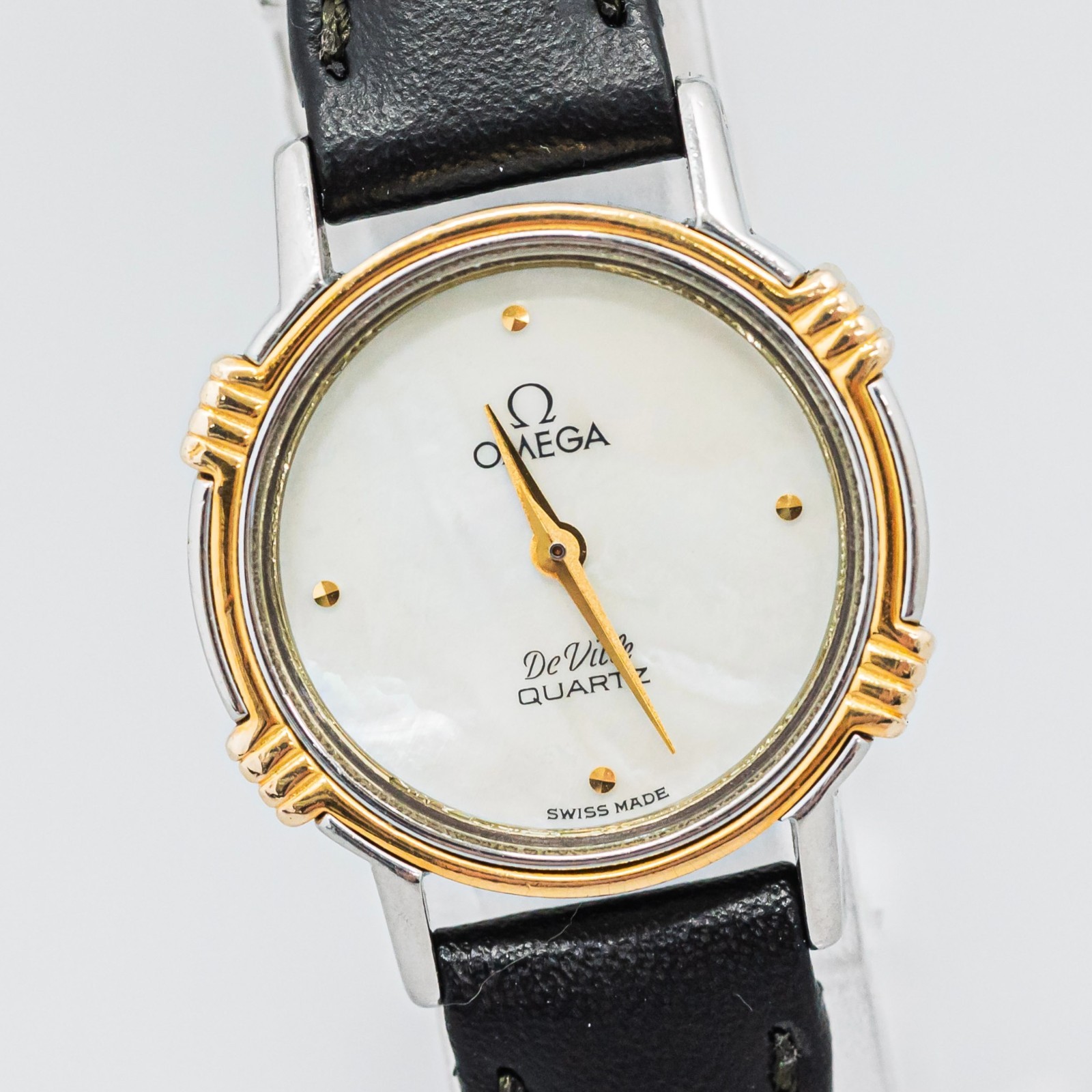 Vintage 1980 *NEAR MINT* OMEGA De Ville Cal.1387 Qz Push Shell Dial 22mm Women’s