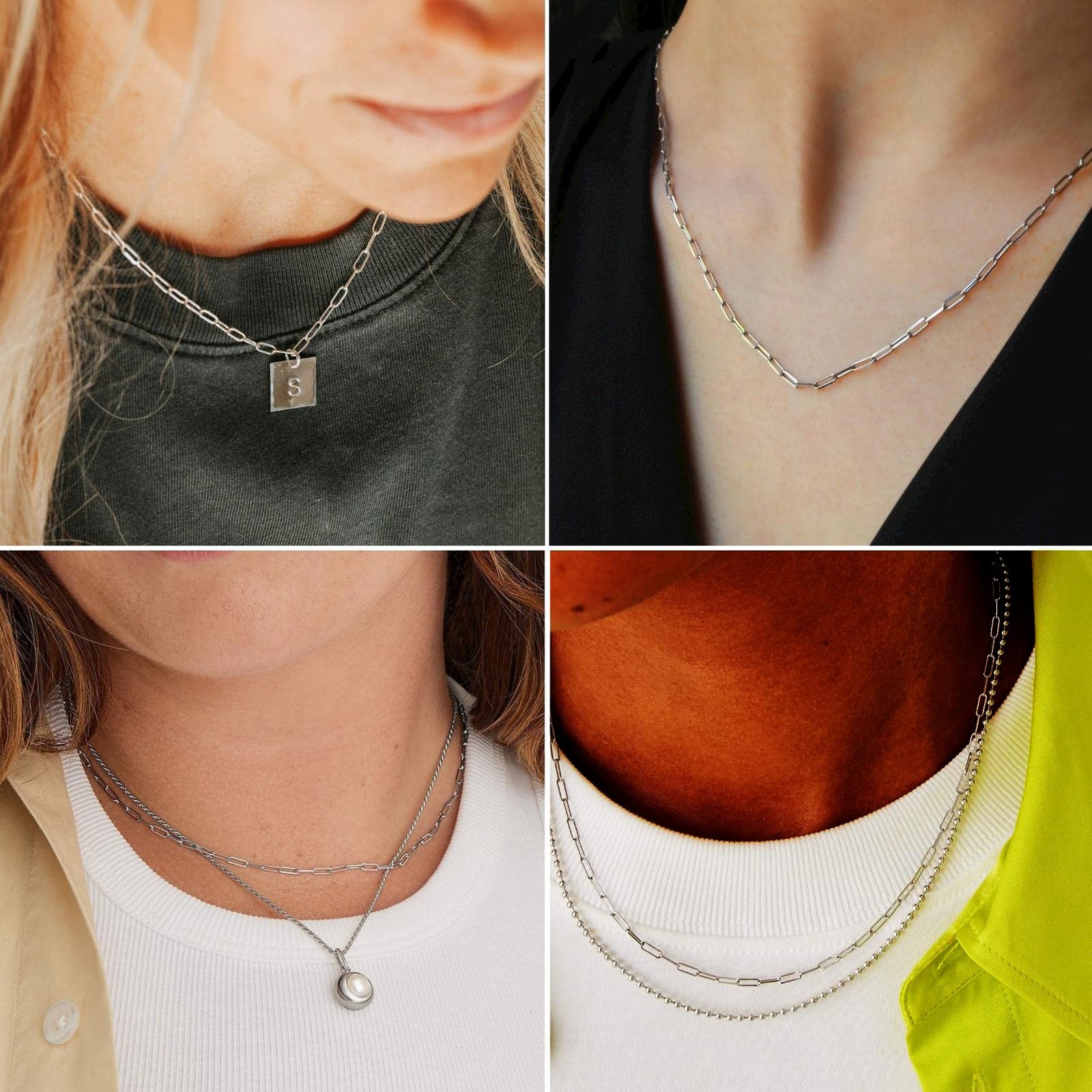 KYUNHOO 32.8 Feet 304 Stainless Steel Chain Bulk Silver Paperclip Chains for Jew